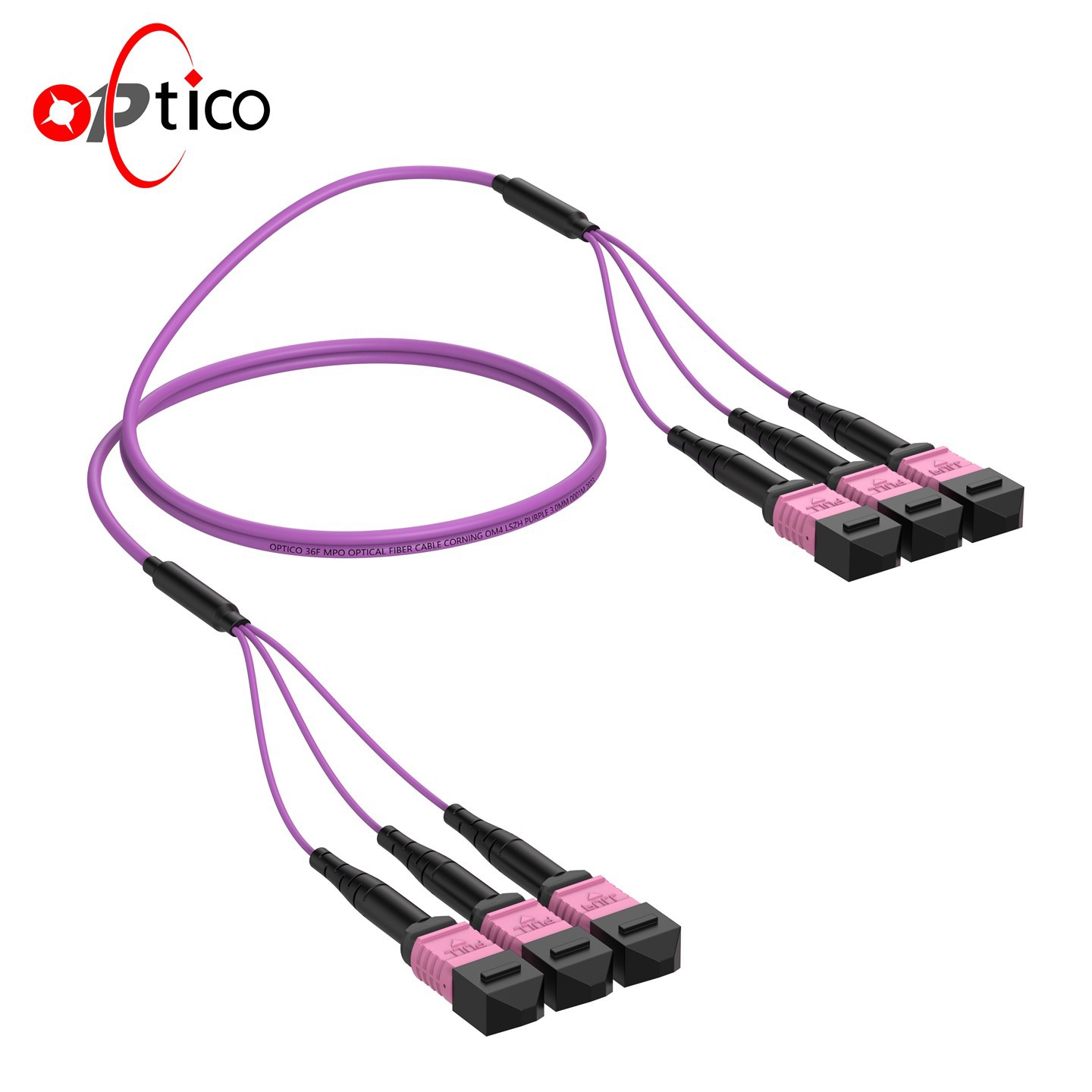 36f 3x12f Mtp MPO pou 3x12f MTP MPO fibre kab OM4 koulè wouj violèt